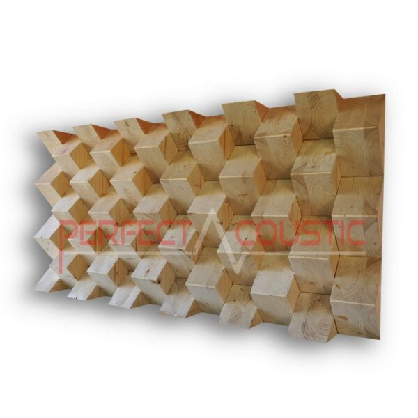 Difusor acústico piramidal de madera dura natural