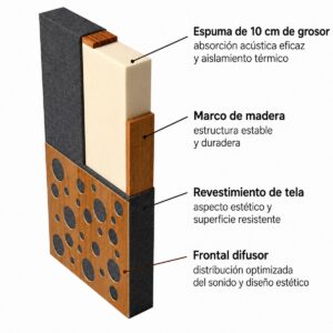 Estructura interna de los paneles Varnour con frontal difusor