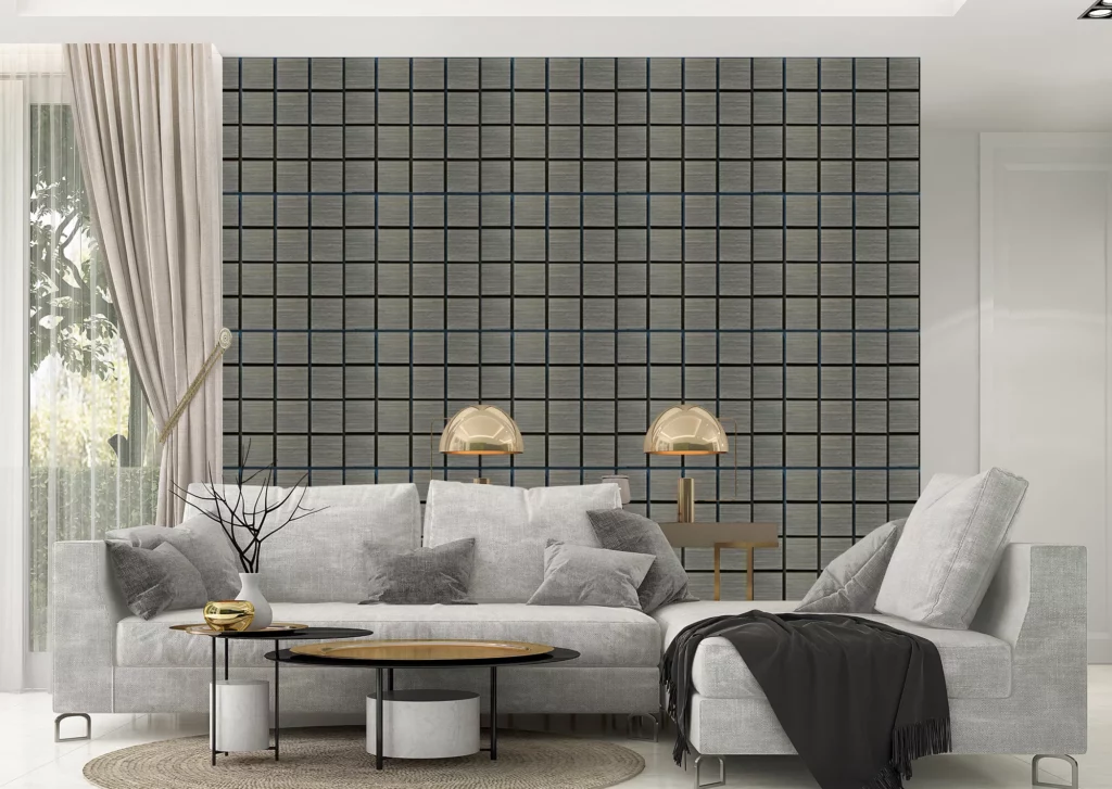 Freja panel acústico de pared de madera con patrón cuadriculado - 60x60cm - grey oak