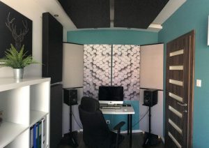 Panel de absorción acústica perfecta en un pequeño estudio de la casa (3)
