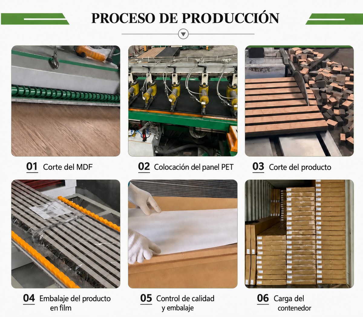 Proceso de producción de paneles Freja de MDF en nuestra fábrica